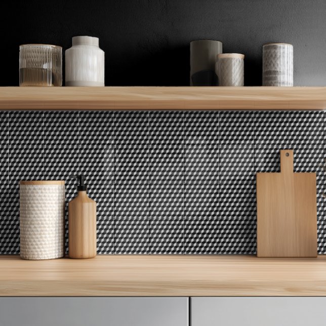 Carreau Motif géométrique 3D de cube gris noir moderne (Créateur téléchargé)