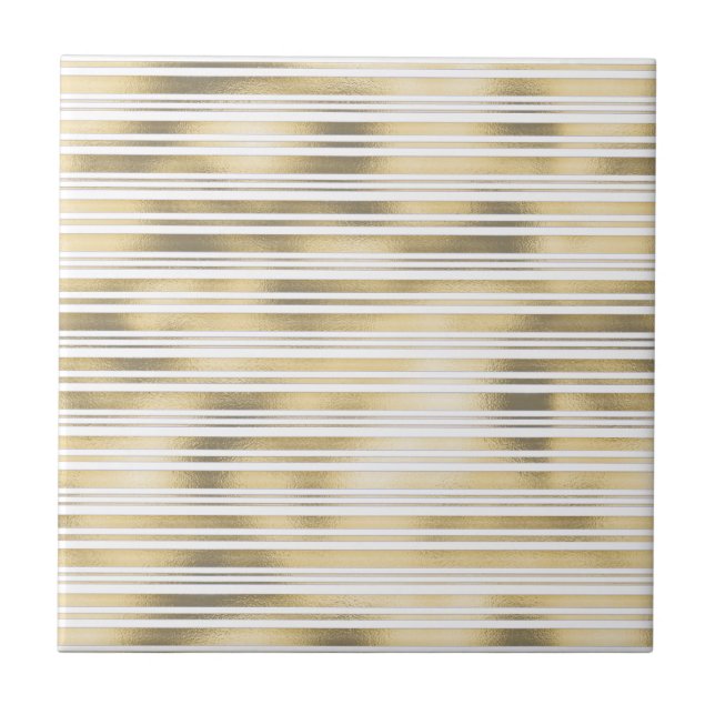 Carreau motif géométrique à bande blanche dorée (Devant)