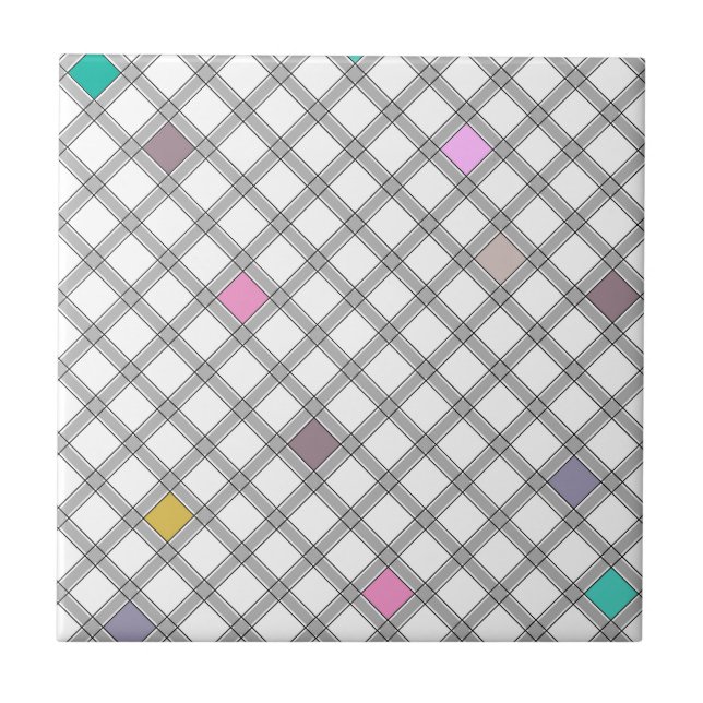 Carreau Motif géométrique À damiers multicolore (Devant)