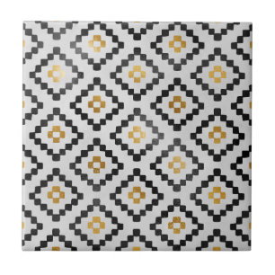 Carreau Motif géométrique abstrait diamant or noir