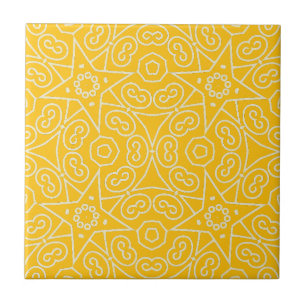 Carreau Motif géométrique abstrait jaune et blanc 