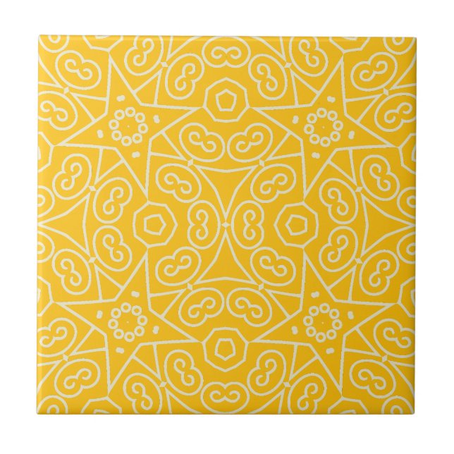 Carreau Motif géométrique abstrait jaune et blanc  (Devant)