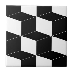 Carreau Motif géométrique abstrait - noir et blanc.
