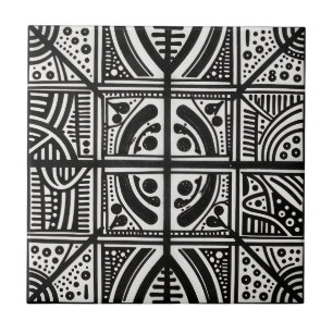Carreau Motif géométrique abstrait noir et blanc