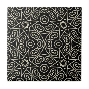 Carreau Motif géométrique abstrait noir et blanc élégant