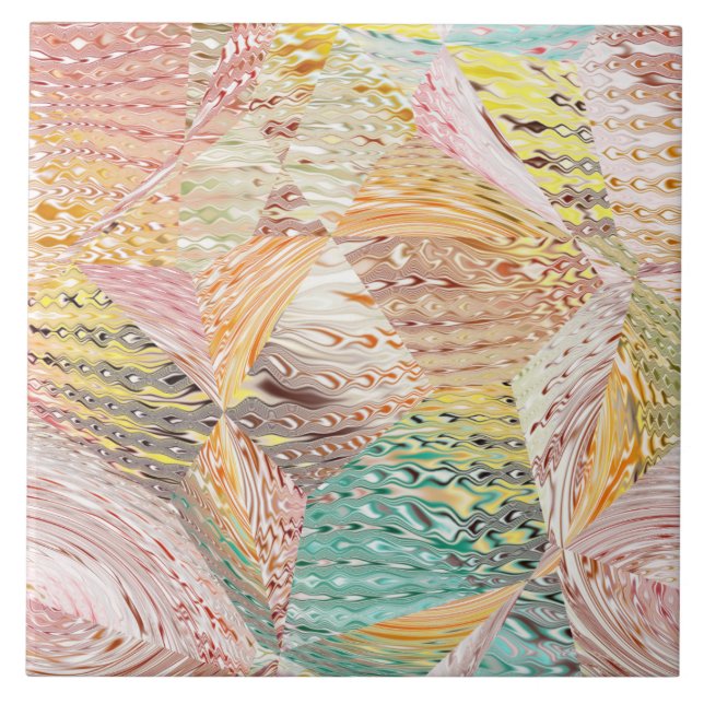 Carreau Motif Géométrique Abstrait Ondulé Coloré (Devant)