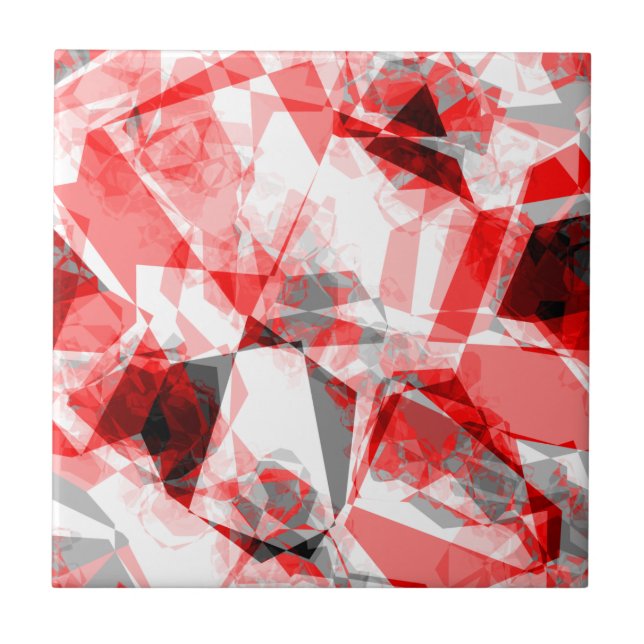 Carreau Motif géométrique abstrait rouge et gris (Devant)