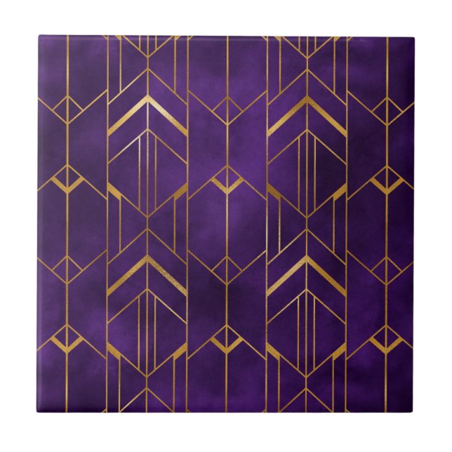 Carreau Motif géométrique Abstrait Royal Deco Purple Gold (Devant)