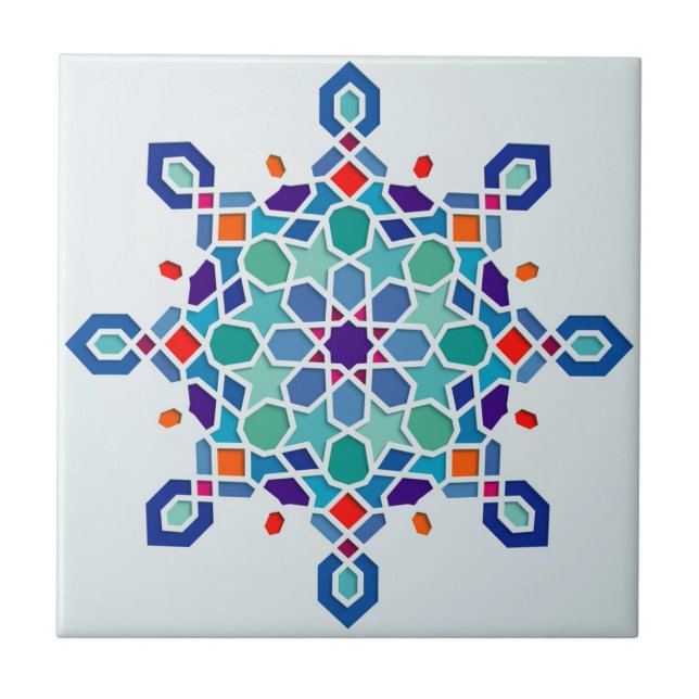Carreau Motif géométrique arabe CeramicTile fleuri rond (Devant)