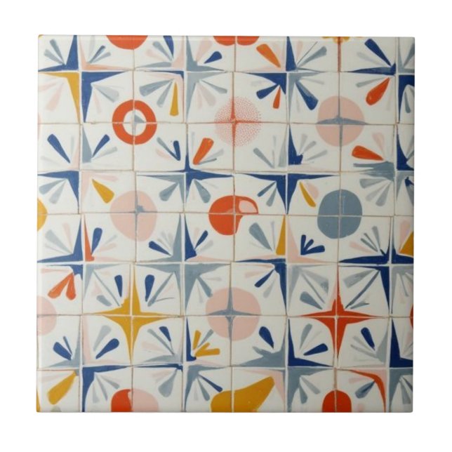 Carreau Motif géométrique atomique moderne du milieu du si (Devant)