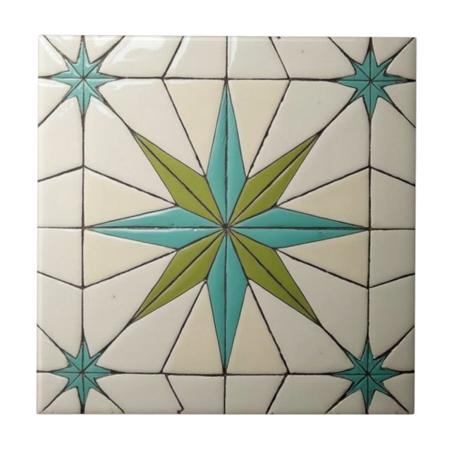 Carreau Motif géométrique atomique rétro moderne du milieu (Devant)
