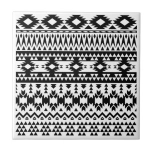 Carreau Motif géométrique Aztec noir et blanc