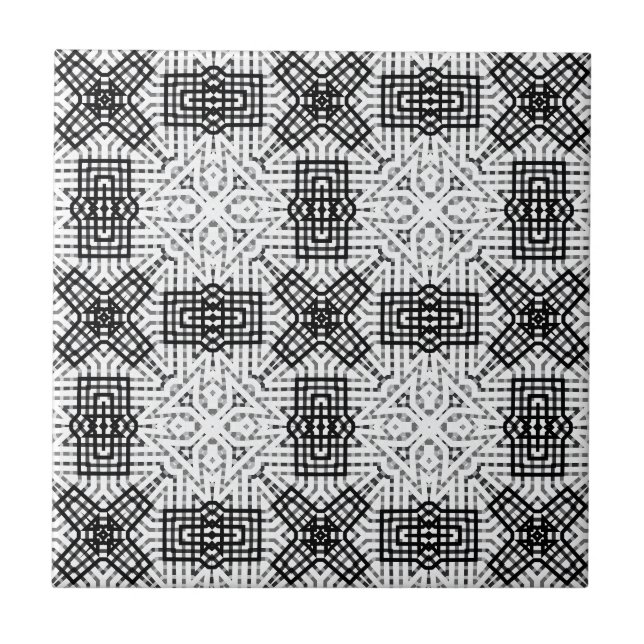 Carreau Motif géométrique blanc et noir (Devant)