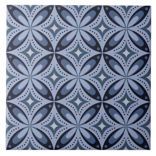 Carreau Motif géométrique bleu de style rétro (Devant)