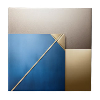 Carreau Motif géométrique bleu, doré et blanc
