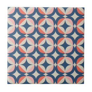 Carreau Motif géométrique bleu et de corail