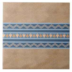 Carreau Motif géométrique bleu et marron de style sud-oues