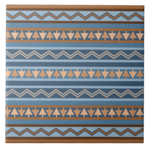 Carreau Motif géométrique bleu et marron de style sud-oues