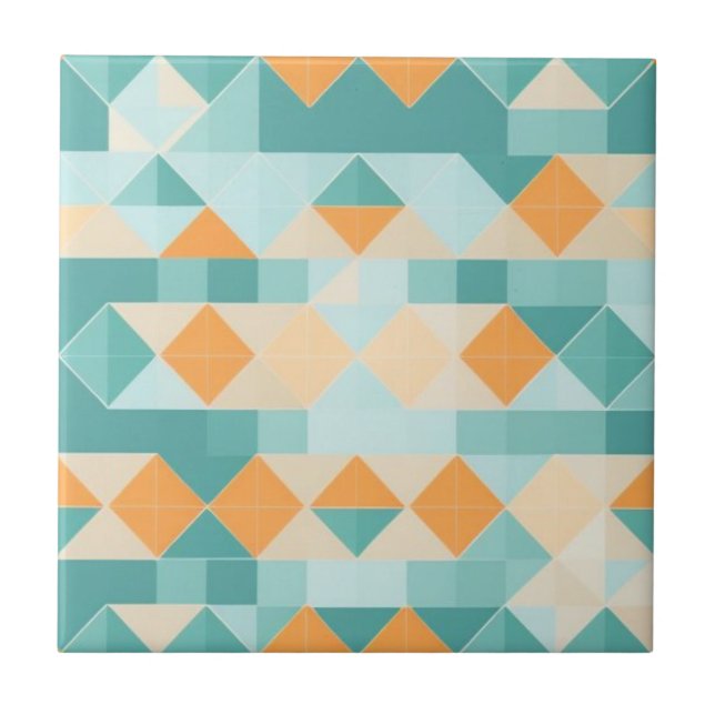 Carreau Motif géométrique bleu et orange (Devant)