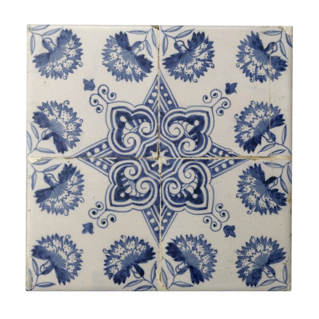 Carreau Motif géométrique bleu vintage (Devant)
