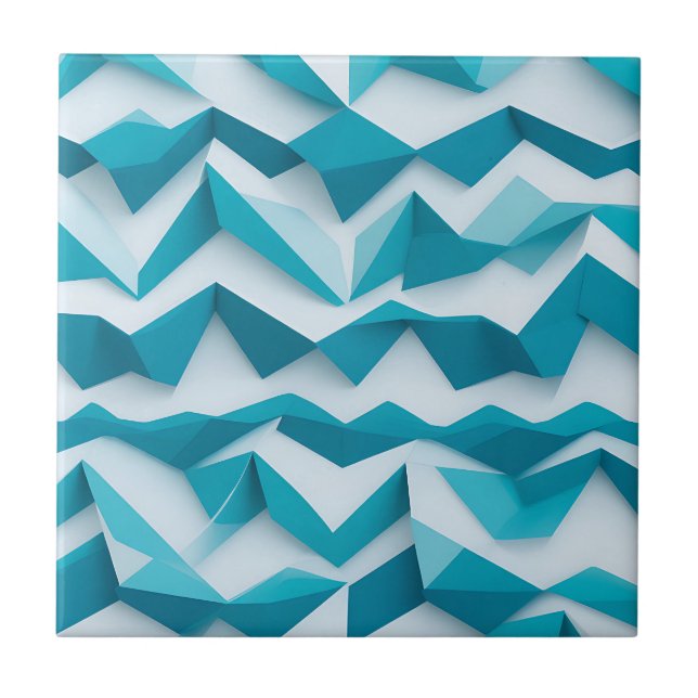 Carreau Motif géométrique Chevron 3D sarcelle (Devant)