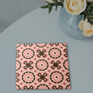 Carreau Motif géométrique chic Boho rose et Brown