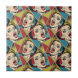 Carreau Motif géométrique de style bande dessinée rétro po