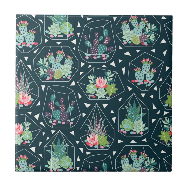 Carreau Motif géométrique de Succulents (Devant)