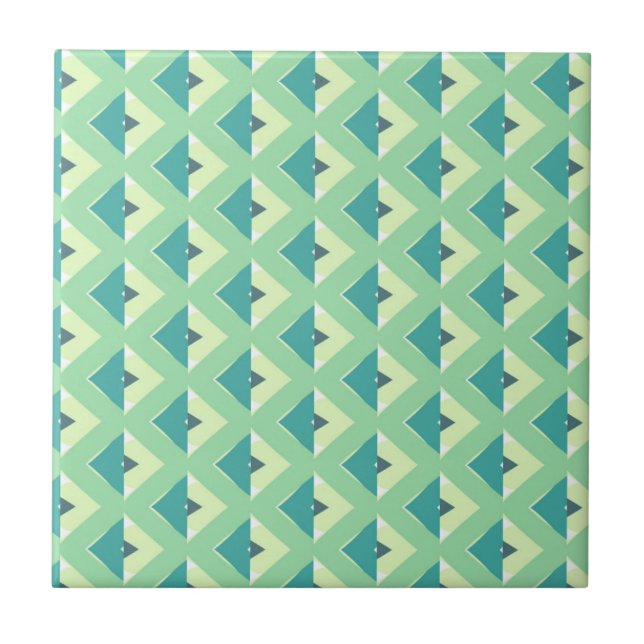 Carreau Motif géométrique diamant vert et sarcelle (Devant)