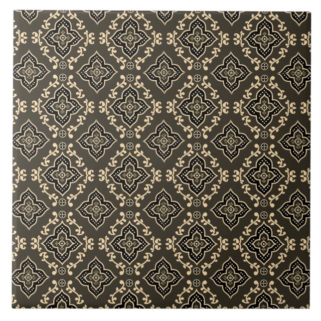 Carreau Motif géométrique doré et marron / Impression indi (Devant)