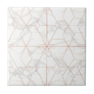 Carreau Motif géométrique en marbre or rose