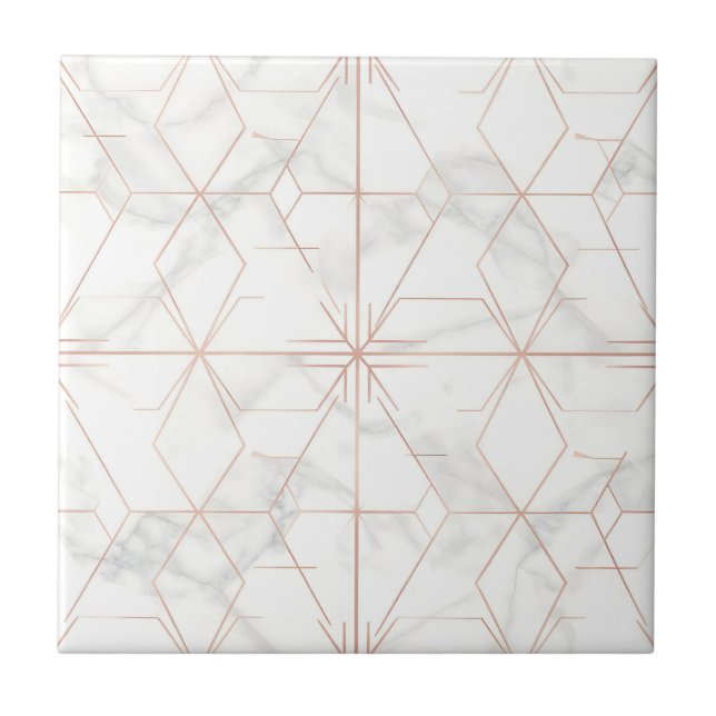 Carreau Motif géométrique en marbre or rose (Devant)