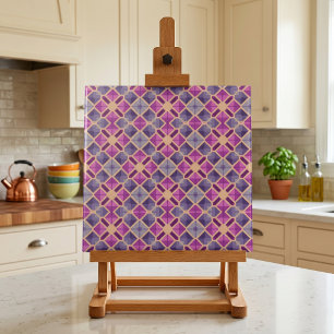 Carreau Motif géométrique en mosaïque bleu violet
