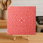 Carreau Motif géométrique en mosaïque de créme rouge<br><div class="desc">Belle et unique décoration de carreaux de céramique avec un motif en mosaïque sans soudure dans les tons rouge et crème.</div>