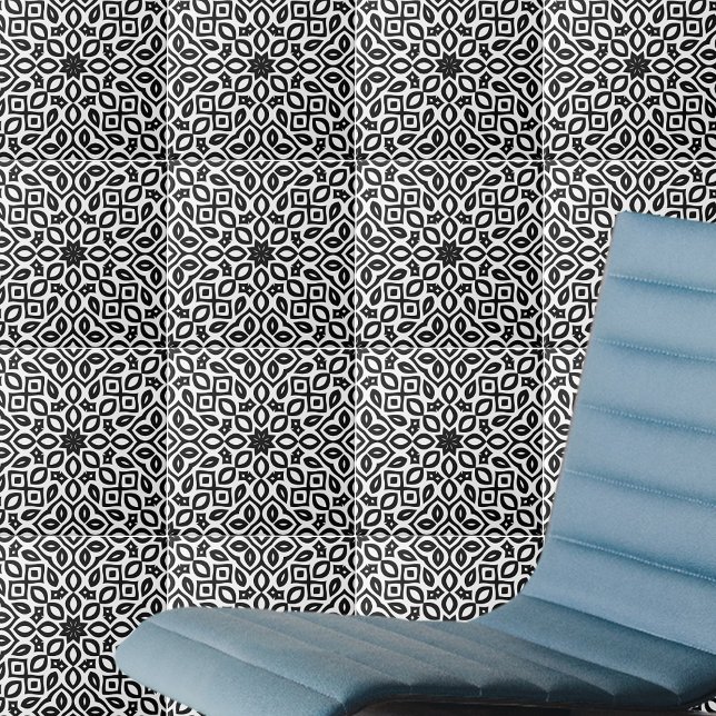 Carreau Motif géométrique en mosaïque noire et blanche (Créateur téléchargé)