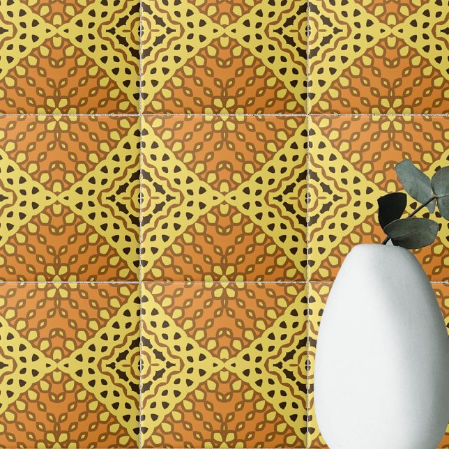 Carreau Motif géométrique en mosaïque ocre jaune et orange (Créateur téléchargé)