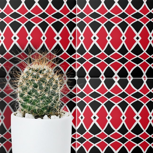Carreau Motif géométrique en mosaïque rouge noir blanc (Créateur téléchargé)