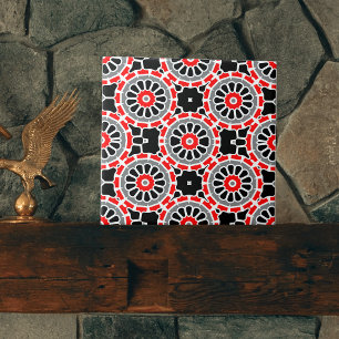 Carreau Motif géométrique en mosaïque rouge noir et gris