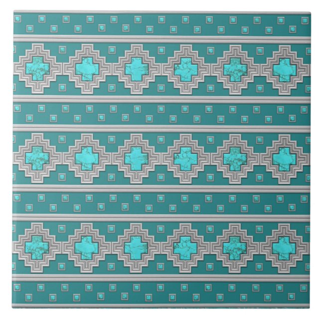 Carreau Motif géométrique en pierre turquoise du sud-ouest (Devant)