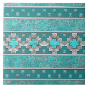 Carreau Motif géométrique en pierre turquoise du sud-ouest