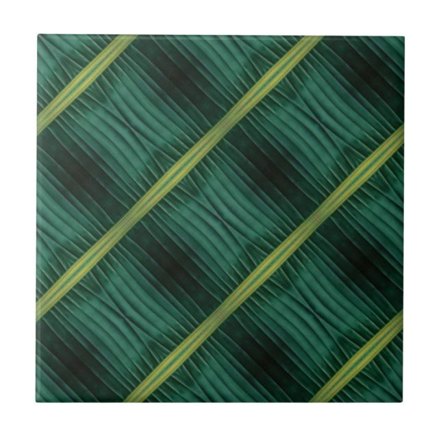 Carreau Motif géométrique feuille verte profonde tropicale (Devant)