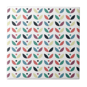 Carreau Motif géométrique floral d'art populaire