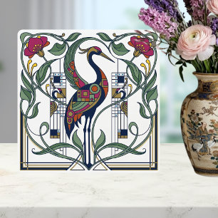 Carreau Motif géométrique floral de grue Art Nouveau