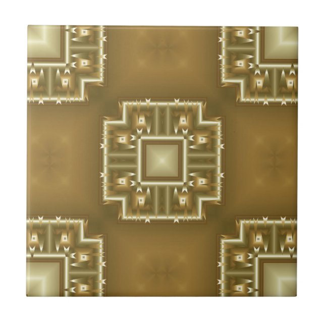 Carreau Motif géométrique Gold et Cream (Devant)