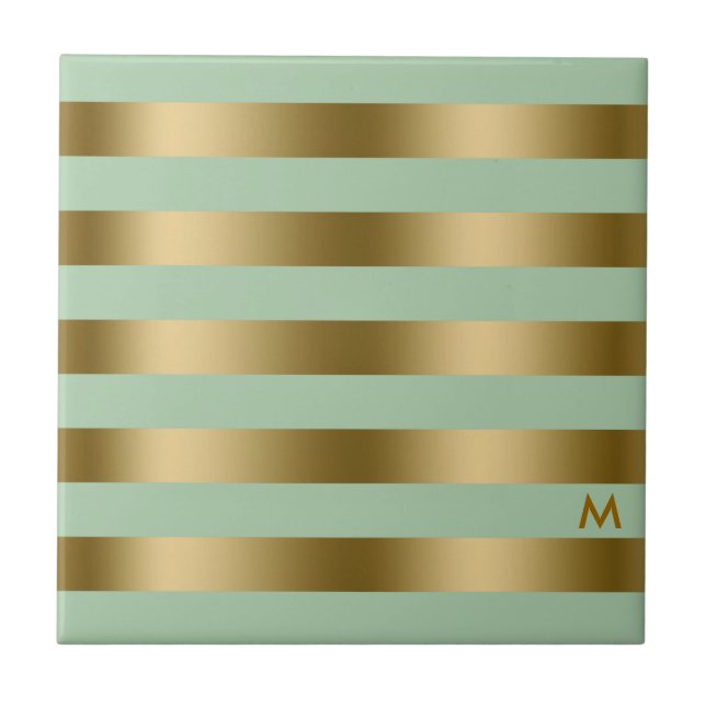 Carreau Motif géométrique Gold & Mint-Green (Devant)