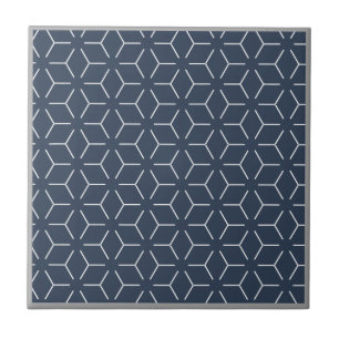 Carreau Motif géométrique gris bleu foncé bordure blanche