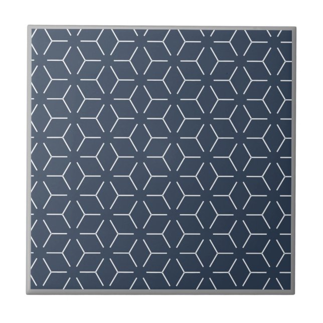 Carreau Motif géométrique gris bleu foncé bordure blanche (Devant)