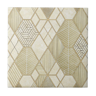 Carreau Motif Géométrique Hexagone Or Élégant - Marbre 4