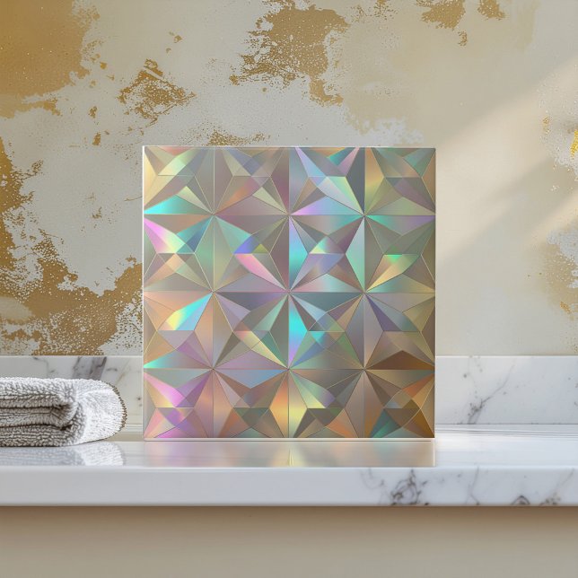 Carreau Motif géométrique iridescent en explosion d'étoile (Créateur téléchargé)