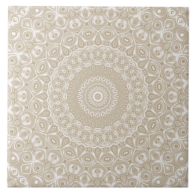 Carreau Motif géométrique Mandala Kaki (Devant)